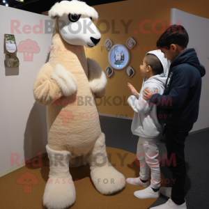 White Camel mascot costume character dressed with a Sweater and Watches