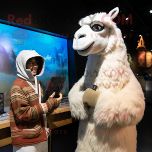 White Camel mascot costume character dressed with a Sweater and Watches