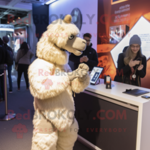 White Camel mascot costume character dressed with a Sweater and Watches