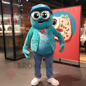 Teal Pizza maskot kostym...