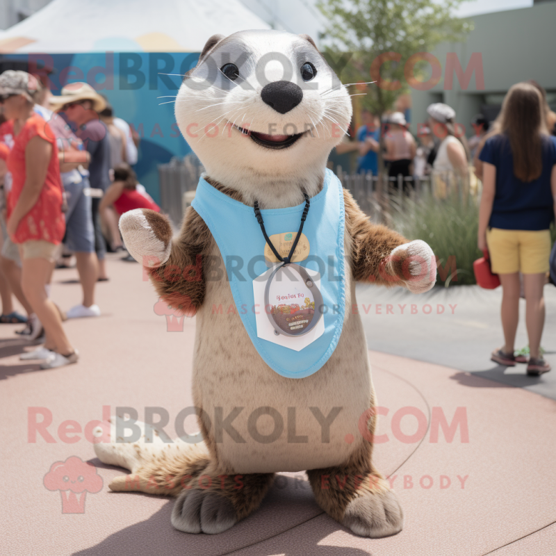 Beige Otter mascot costume character dressed with a Skinny Jeans and Bracelets