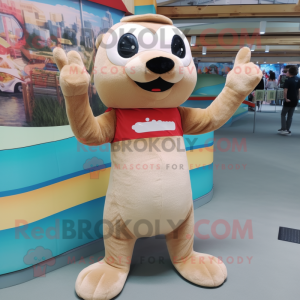 Beige Otter maskot kostume...