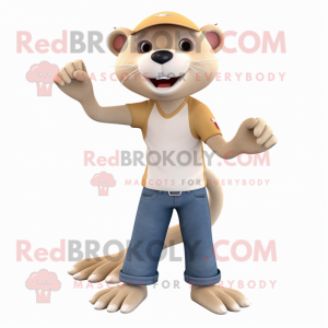 Beige Otter maskot kostume...