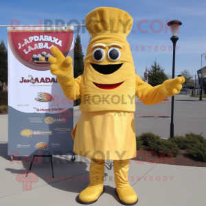 Gold Jambalaya mascot costume character dressed with a Long Sleeve Tee and Gloves