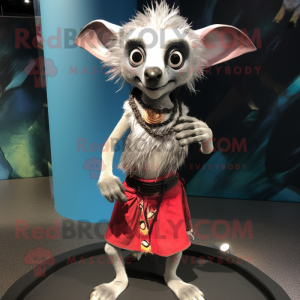 Silver Aye-Aye mascot costume character dressed with a Sheath Dress and Bracelets