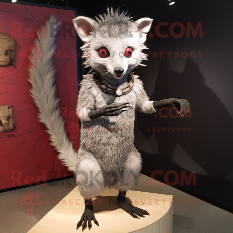 Silver Aye-Aye mascot costume character dressed with a Sheath Dress and Bracelets