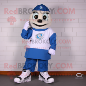 White Pair Of Ice Skates mascot costume character dressed with a Vest and Watches