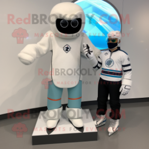 White Pair Of Ice Skates mascot costume character dressed with a Vest and Watches