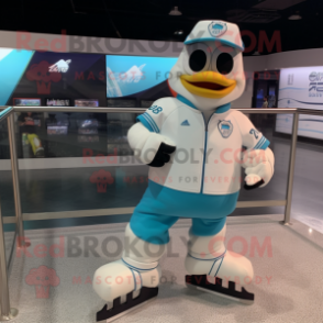 White Pair Of Ice Skates mascot costume character dressed with a Vest and Watches