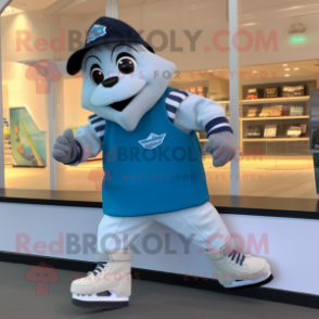 White Pair Of Ice Skates mascot costume character dressed with a Vest and Watches
