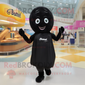 Black Bagels mascot costume character dressed with a Sheath Dress and Anklets