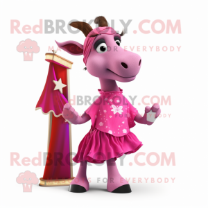 Pink Donkey mascot costume character dressed with a Evening Gown and Scarf clips