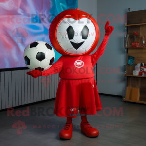 Röd fotboll maskot kostym...