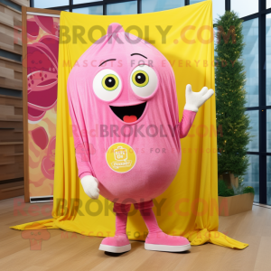 Pink Lemon mascot costume character dressed with a Poplin Shirt and Shawls