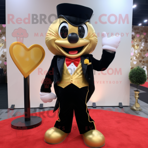Gold Heart maskot kostym...