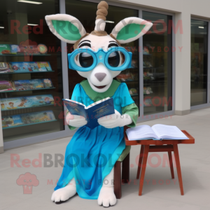 Cyan Gazelle maskot kostume...
