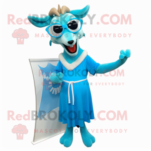 Cyan Gazelle maskot kostume...