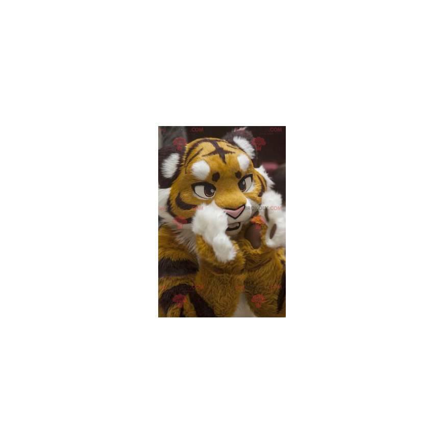 Black and white yellow tiger mascot - Redbrokoly.com