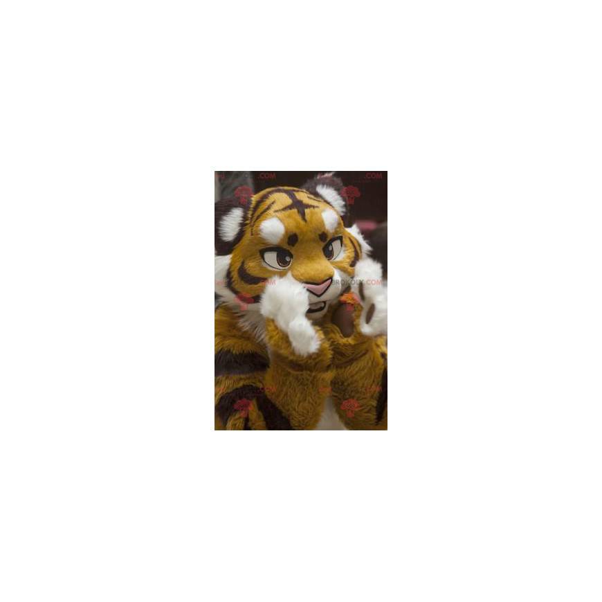 Zwart-wit gele tijger mascotte - Redbrokoly.com