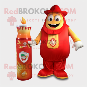 Gold Bottle Of Ketchup mascot costume character dressed with a Romper and Watches
