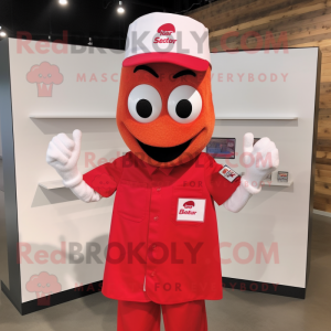 Red Aglet mascot costume character dressed with a Poplin Shirt and Headbands