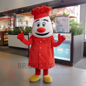 Red Aglet mascot costume character dressed with a Poplin Shirt and Headbands