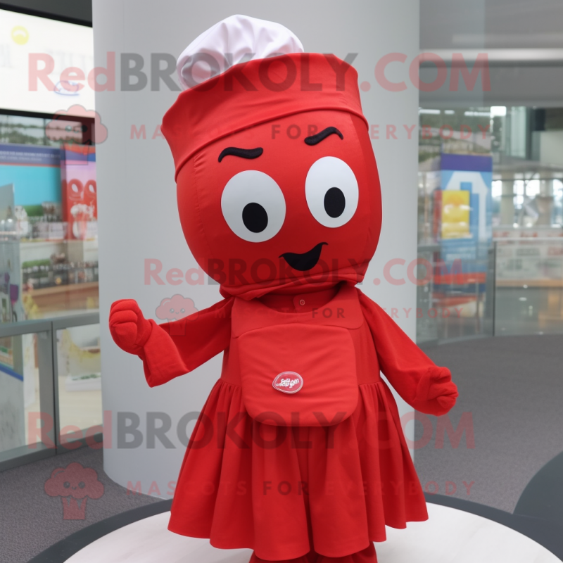 Red Aglet mascot costume character dressed with a Poplin Shirt and Headbands