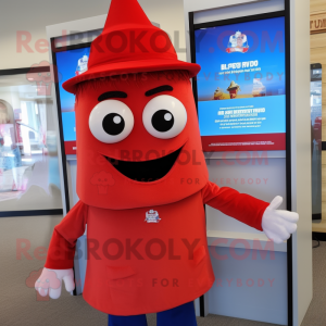 Red Aglet mascot costume character dressed with a Poplin Shirt and Headbands