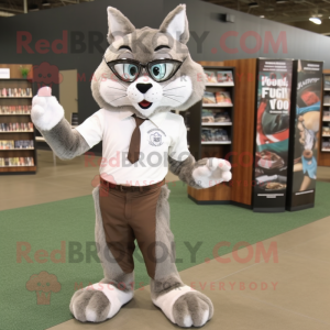 Grå Bobcat maskot kostume...