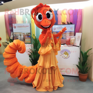 Orange Sea Horse mascotte...