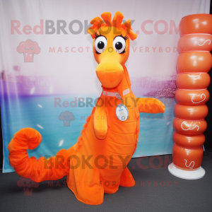 Orange Sea Horse mascotte...
