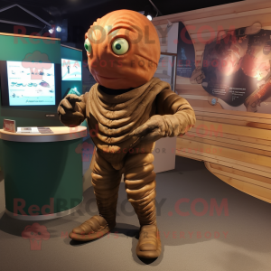 Rust Trilobite mascot costume character dressed with a Leggings and Cummerbunds