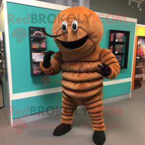 Rust Trilobite mascot costume character dressed with a Leggings and Cummerbunds