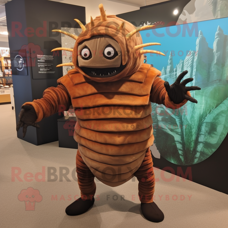 Rust Trilobite mascot costume character dressed with a Leggings and Cummerbunds