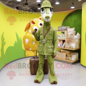 Olive Giraffe maskot kostym...