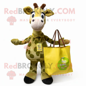 Oliven Giraffe maskot drakt...