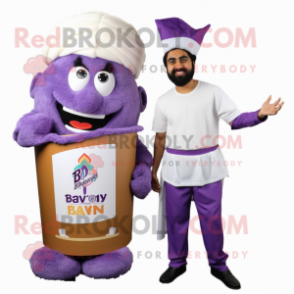 Lavender Biryani mascot costume character dressed with a Polo Tee and Wraps