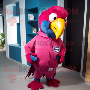 Magenta Macaw maskot kostym...
