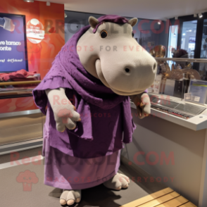 nan Hippopotamus mascot costume character dressed with a Henley Tee and Scarves