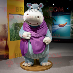 nan Hippopotamus mascot costume character dressed with a Henley Tee and Scarves