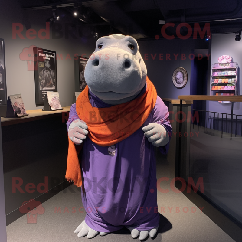 nan Hippopotamus mascot costume character dressed with a Henley Tee and Scarves