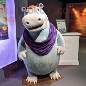 nan Hippopotamus mascot costume character dressed with a Henley Tee and Scarves