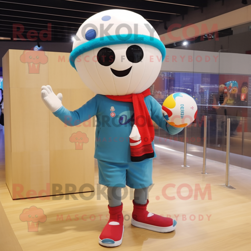 nan Volleyball Ball mascot costume character dressed with a Sweater and Hat pins nan Volleyball Ball mascot costume character dressed with a Sweater and Hat pins