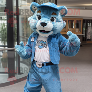 Cyan Puma mascotte kostuum...