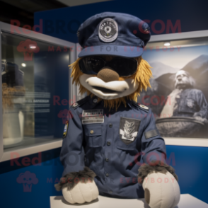 Navy Special Air Service mascot costume character dressed with a T-Shirt and Hats
