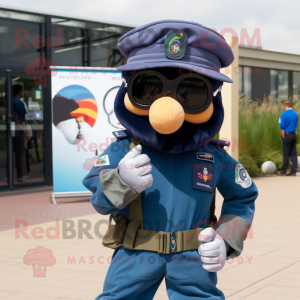 Navy Special Air Service mascot costume character dressed with a T-Shirt and Hats