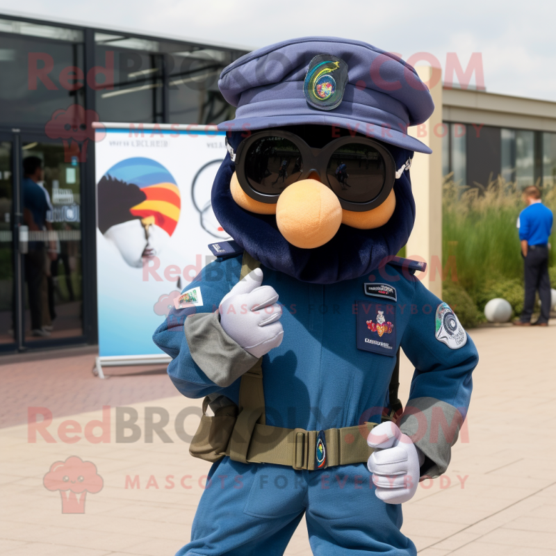 Navy Special Air Service mascot costume character dressed with a T-Shirt and Hats Navy Special Air Service mascot costume character dressed with a T-Shirt and Hats