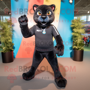 Zwart Puma mascotte kostuum...