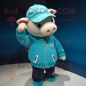 Turquoise Sow mascotte...