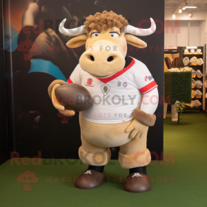 Beige Bull maskot drakt...